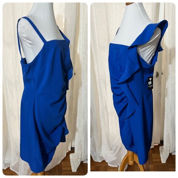 GUESS Spaghetti Strap Square Neck Short Cocktail Body Con Dress Sz 4 in Blue - Picture 3 of 10